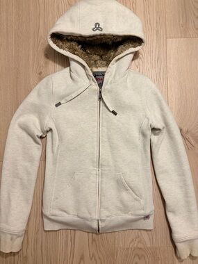 Tna Aritzia Sea-To-Sky Sherpa Lined Full Zip Hoodie Oatmeal XXS
